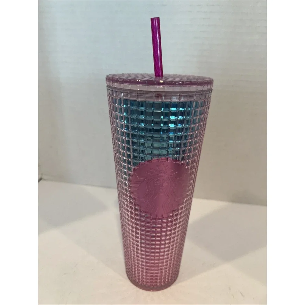 STARBUCKS 24 Oz. Acrylic Cold Cup Tumbler IRIDESCENT‎ PINK BLUE DIAMOND 2021